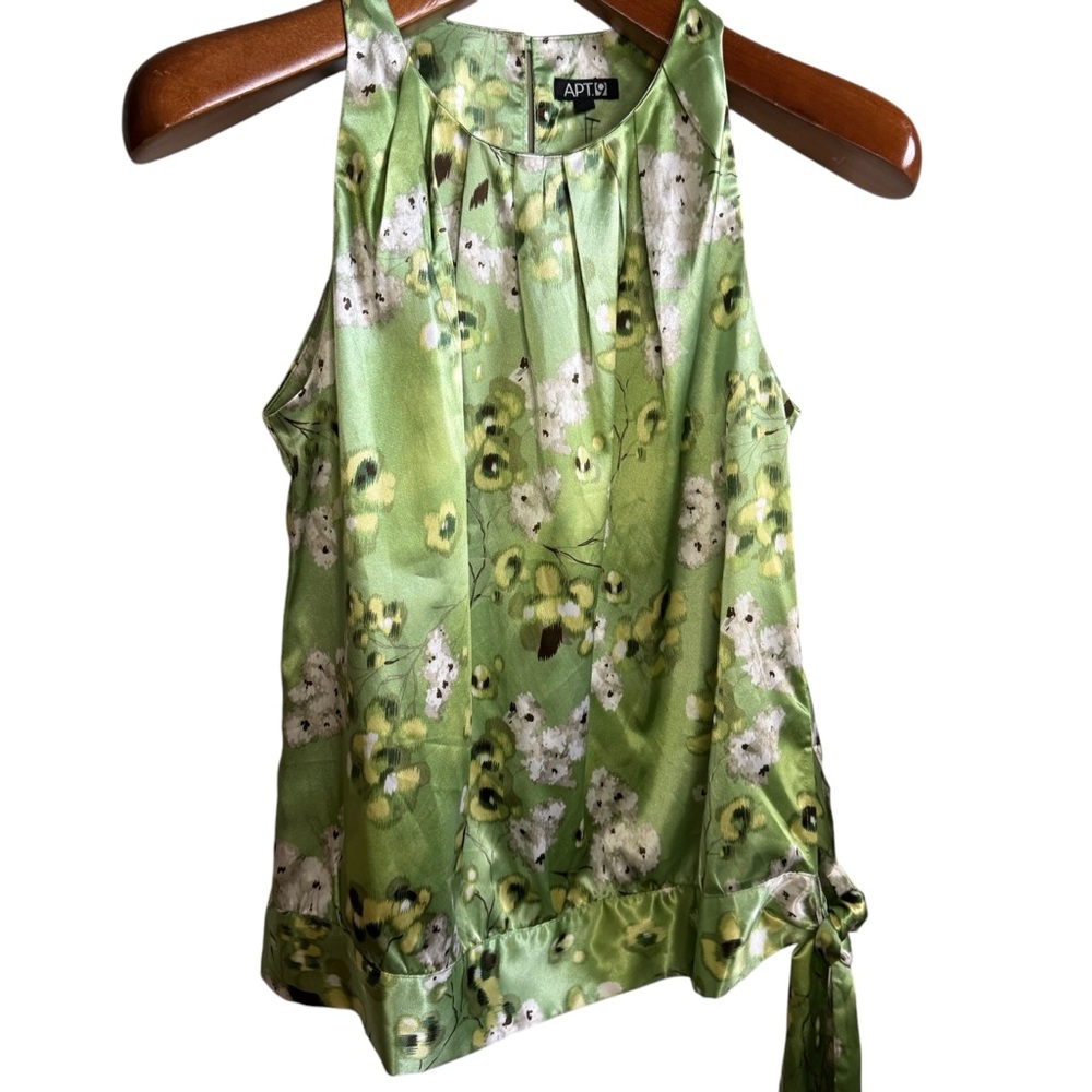 Apt 9 Sleeveless Top Y2K Green Print tie waist size Small NWT